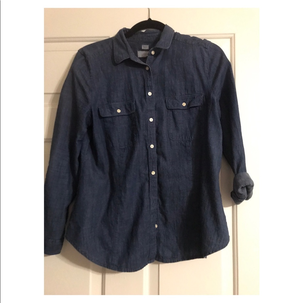 Loft petite denim button down shirt